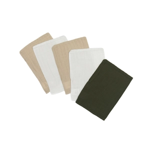 Kindsgard kindgsrad Musslin washandjes vasknely 5-pack olijf