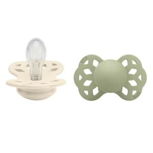 BIBS Fopspeen Infinity symmetrische speen 0-6 maanden Ivoor/Sage 2 st.