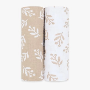 Emma & noah mousseline luiers set van 2 Flora Sand