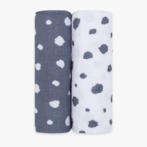 Emma & noah mousseline luiers set van 2 stippen blauw