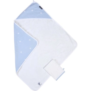Childhome Badhanddoek incl. washandje bloem blauw wit
