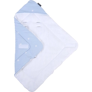 Childhome Wiegdekentje mousseline bloem blauw wit