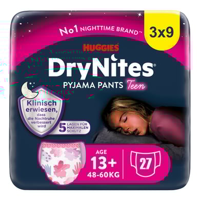 HUGGIES DryNites nachtluiers voor meisjes vanaf 13 jaar 3 x 9 stuks