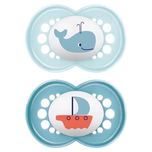MAM Original Fopspeen silicone 2 stuks vanaf 16 maanden walvis/boot
