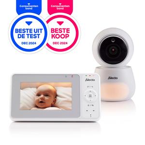 Alecto DVM2043 - Babyfoon met camera met groot 4,3 kleurenscherm en nachtlampje - Op afstand bestuurbaar - Wit
