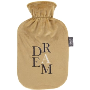 Fashy warmwaterkruik 2 liter met fleece hoes en borduursel in goud