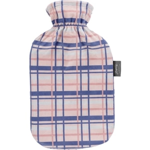 Fashy warmwaterkruik 2 liter met fleece hoes in ruitdesign apricot