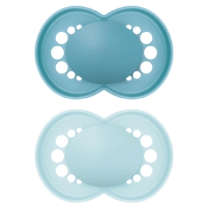 MAM Original Fopspeen mat effen silicone 2 st. 6-16 maanden blauw/lichtblauw