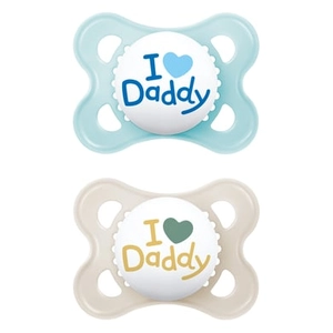 MAM Original Daddy Fopspeen Silicone 2 st. 0-6 maanden Ik hou van je blauw
