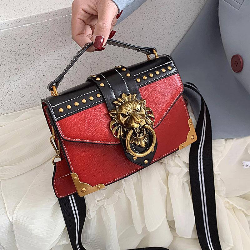 Umsif Crossbodytas Satchel portemonnee voor dames Mode leeuwenprint portemonnee met brede riem Luxe PU lederen handtas Handtassen met bovenhandvat Schoudertas voor dames rood