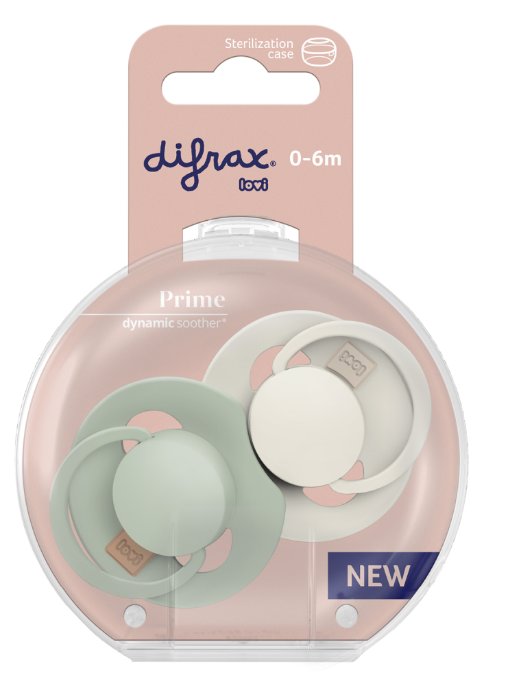 Difrax LOVI Prime Pacifier 0-3 Months - Coconut/Pistachio