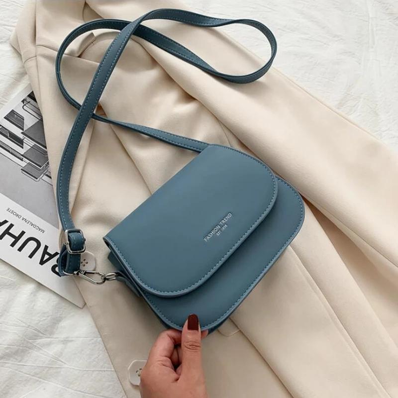 Yogodlns Trendy Zadel Schoudertas Dames PU Lederen Crossbody Portemonnee Eenvoudige Effen Kleur Flap Handtassen Zakje 19*7*15cm blauw