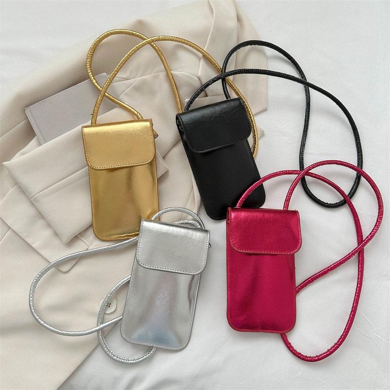 Colorful Bag Casual Dames Tassen Pu Lederen Portemonnees Effen Kleur Mobiele Telefoon Portemonnee Dame Crossbody Schoudertas Handtas Geld Messenger Bag 10.5x0.5x18.5cm goud