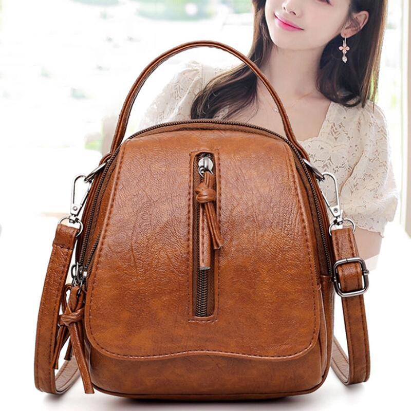Colorful Bag Nieuwe mini-tassen voor dames Vintage casual crossbody tas Dames luxe handtassen Dames lederen schoudertas 17*8*20cm zwart