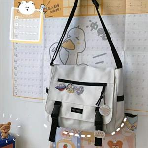 Harajuku Veelzijdige Canvas Vrouwen Crossbody Tassen Effen Kleur Flip Casual Handtas Schoudertassen Tienermeisjes Messenger Bag Satchels