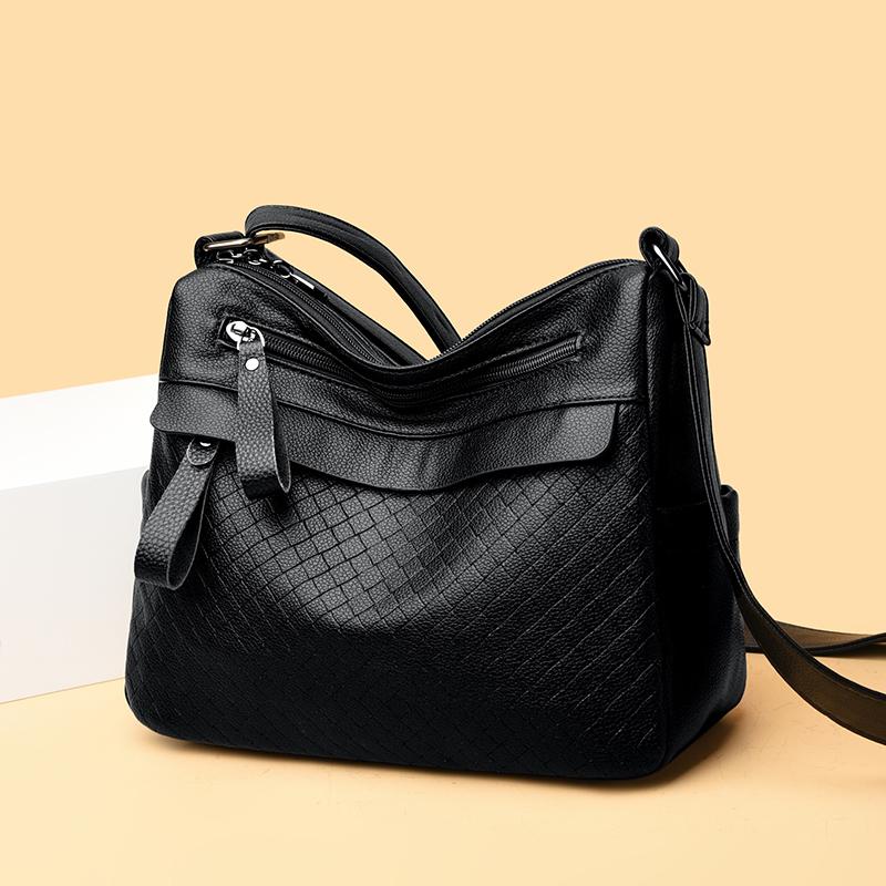 KULUOSIDI BAG Casual multi-layer grote capaciteit crossbody tas voor vrouwen van middelbare leeftijd zwart