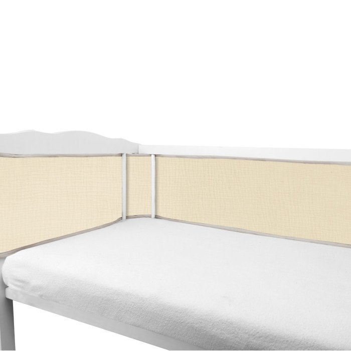 Babybam Baby Bed Omrander - Bedbumper - Hoofdbeschermer Mousseline Beige 210x28 cm