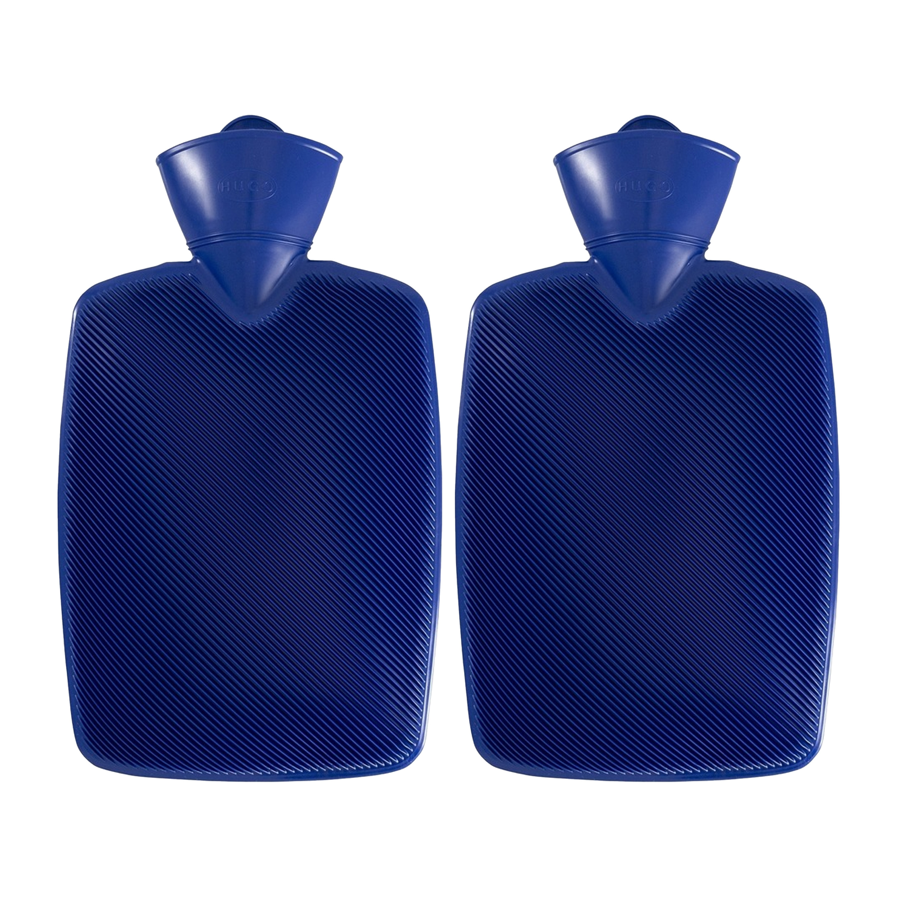 Merkloos Warm water kruik - 2x - kunststof kruik - zonder hoes - blauw - 1,8 liter -