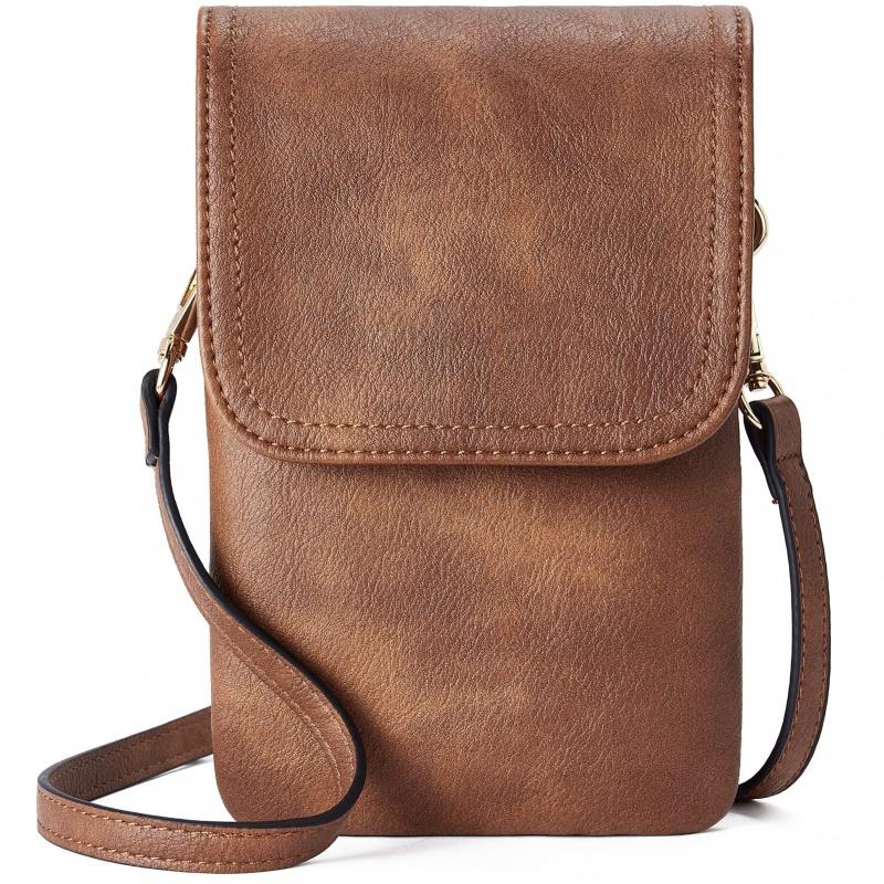 RUWB BAGS Veganistisch leren kleine crossbodytassen voor vrouwen Designer mobiele telefoon tas Dames portemonnee portemonnees met verstelbare band zwart