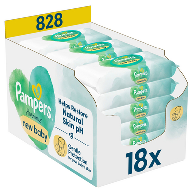 Pampers Harmonie New Baby vochtige doekjes, 828 doekjes (18 x 46 stuks)