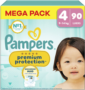 Pampers Premium luiers Protection , maat 4 maxi 9-14kg, maxiverpakking (1x 90 luiers)