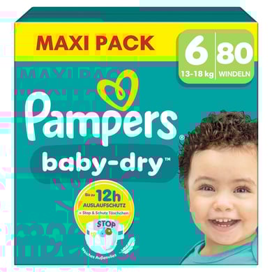 Pampers Baby-Dry luiers, maat 6 Extra Large 13-18kg, maxiverpakking (1 x 80 luiers)