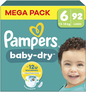 Pampers Baby-Dry luiers, maat 6 Extra Large 13-18kg, XXL-verpakking (1 x 92 luiers)
