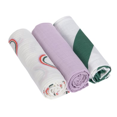 Lässig Mopdoeken L 3-pack Happy Rascals paars 85 x 85 cm