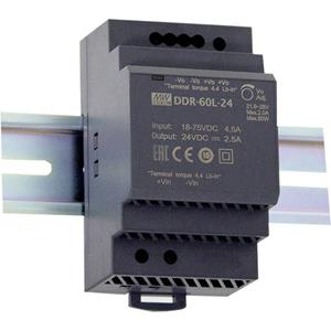 Mean Well DDR-60L-15 DIN-rail DC/DC-converter 15 V/DC 4 A 60 W Aantal uitgangen: 1 x Inhoud: 1 stuk(s)