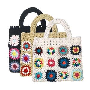 Sunnyway Reishandtas Nationale stijl handgemaakte gebreide borduurwerk bloemen handtas