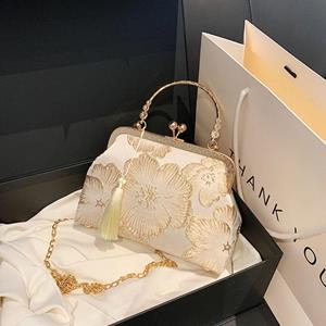 Vndhfklj92 Silk cloth Chinese Style Handbag Chinese Style Tassel Shoulder Bag Fashion Women's Bag wit