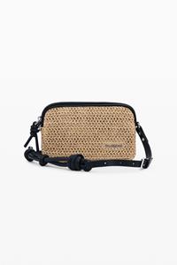 Desigual Kleine raffia portemonnee met logo - WHITE