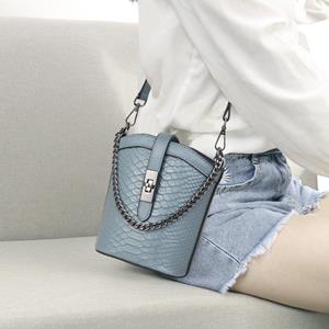 Today bag Crocodile pattern top layer cowhide leather women's bag bucket bag  new crossbody bag handbag versatile bag