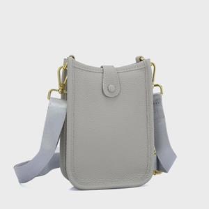 VantaGoods Echte leren crossbody verticale mobiele telefoontas - modieuze mini-emmertas met één schouder en portemonnee 12.5x5x17CM wit