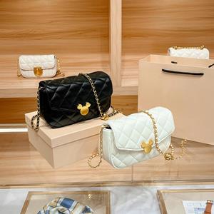 VantaGoods Mini Gold Ball Chain Dames Leren Crossbody Handtas - Mickey Design 21x6x13.5 cm zwart