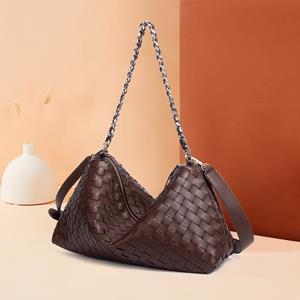 VantaGoods 2024 Herfst/Winter Diamond Dumpling Koeienhuid Geweven Handtas: Echte leren schouder- en koerierstas voor dames 36*23*14cm