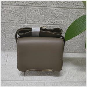 VantaGoods 2024 Nieuwe dames kleine echte geitenleren crossbody clogs tas - Modieus vierkant ontwerp met één schouder Elephant Grey