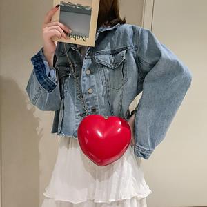 Jiangnan E Vrouwen Rits Hartvormige Crossbody Tas Mode Schoudertas rood