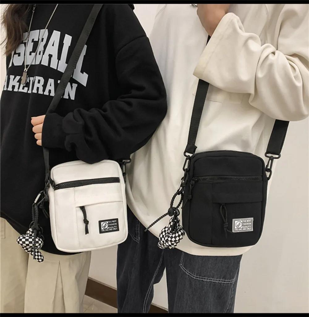 Framont Fashion House Mannen Vrouwen Student Canvas Schoudertas Straat Kleine Messenger Bag voor Student Koreaanse Harajuku Unisex Crossbody Tassen Telefoon Portemonnees geel