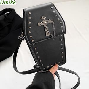 Warm clothes family Nieuwigheid Kist Vorm Portemonnees Halloween Cartoon Gotische Crossbody Tassen PU Leer Vrouwen Mobiele Telefoon Tas Cosplay Nieuwe Lolita Satchel roze