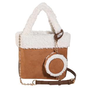 Warm clothes family Vrouwen Faux Lam Wol Handtas Veelzijdige Pluche Crossbody Tas met Muntzak Fluffy Tote Handtas Messenger Bag Satchel Stijlvolle Portemonnee kaki