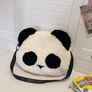 Fancy Lady Panda Leuke tas voor dames Nieuwe pluche schoudertas Pluche casual westerse stijl Crossbody tas voor dames Veelzijdige tas one size wit