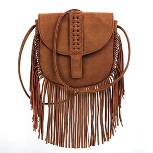 RUWB BAGS Faux Suède Hippie Gypsy Boho Tas Dameshandtassen Tas Vintage Fringe Kwastje Boho Tas Dames Schouder Crossbody Tassen bruin