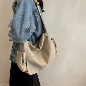 Sports Trend Bag Wasbare Canvas Postman Bag Vintage Motorfiets Crossbody Tas Grote Capaciteit Studenten Schoudertas Stoffen Tas one size kaki