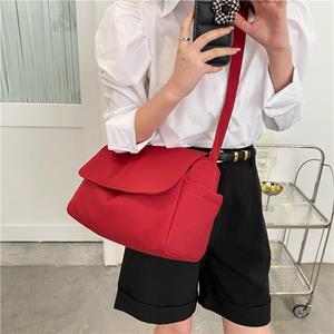Sports Trend Bag Oxford doek mode effen kleur schoudertas studenten canvas tas snoep kleur schoudertas kleine vierkante tas grote capaciteit tas oranje
