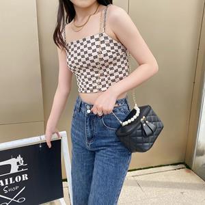 Sports Trend Bag Crossbody-emmertas met enkele schouder Veelzijdige damestas Nisontwerp Hoogwaardige make-uptas met parelhandketting one size zwart