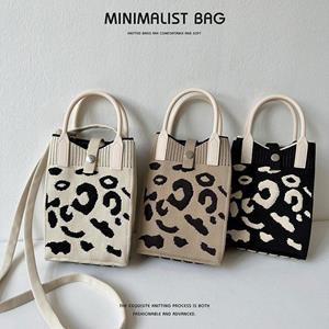 Sports Trend Bag Zwart-wit luipaard punt gebreide mini-telefoontas Crossbody tas dameszak portemonnee kleine vierkante tas One Size kaki