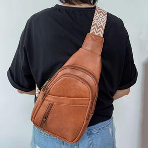 Sports Trend Bag Damestas Casual mode Retro borsttas Effen kleur Crossbody tas Boheemse stijl heuptasje One Size