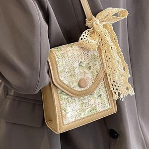 Sports Trend Bag Strozak Vrouwelijke Crossbody Tas Kleine Verse Kant Geweven Tas One Size groen