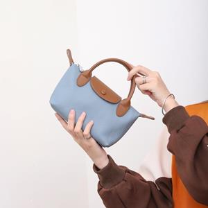 Sports Trend Bag Eerste laag koeienhuid schoudertas dames mode crossbody tas echt leer dumpling handtas dames kleine tas kleur contrast zwart